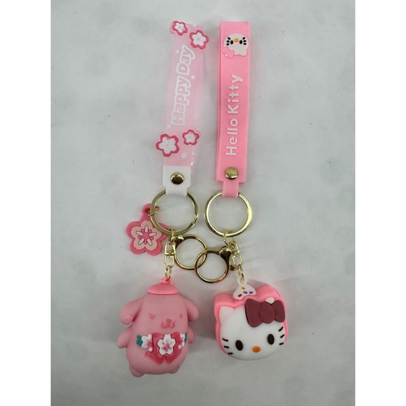 Sanrio Accessories - Sanrio Hello Kitty Cinnamoroll Pompompurin 3D Silicone Keychain Strap Set